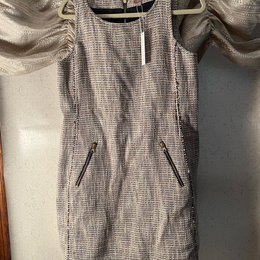 Black, Grey, Pink tweet, fully lined work dress